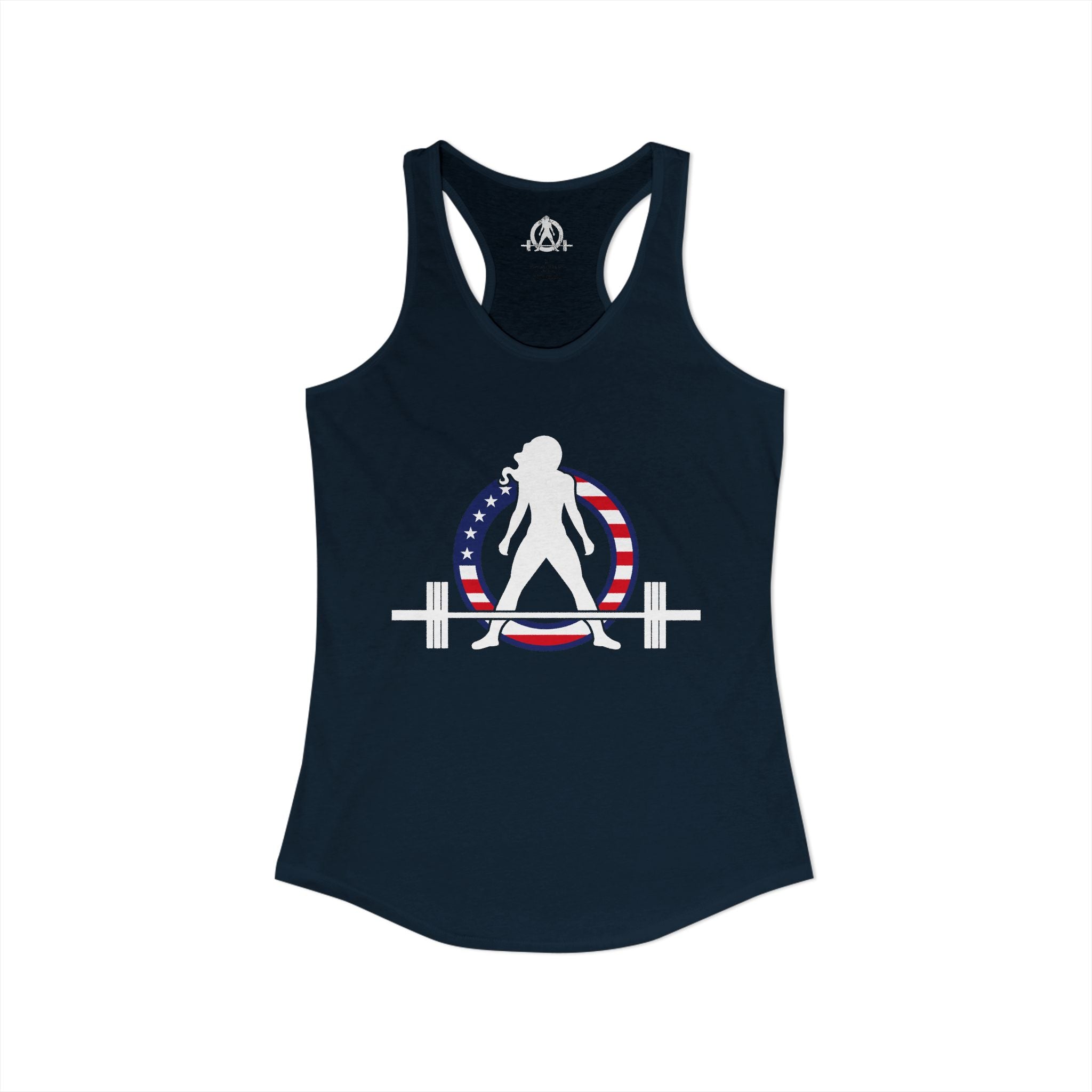 WWLW USA Logo - Women's Ideal Racerback Tank - USA Dark Light - Plain Back