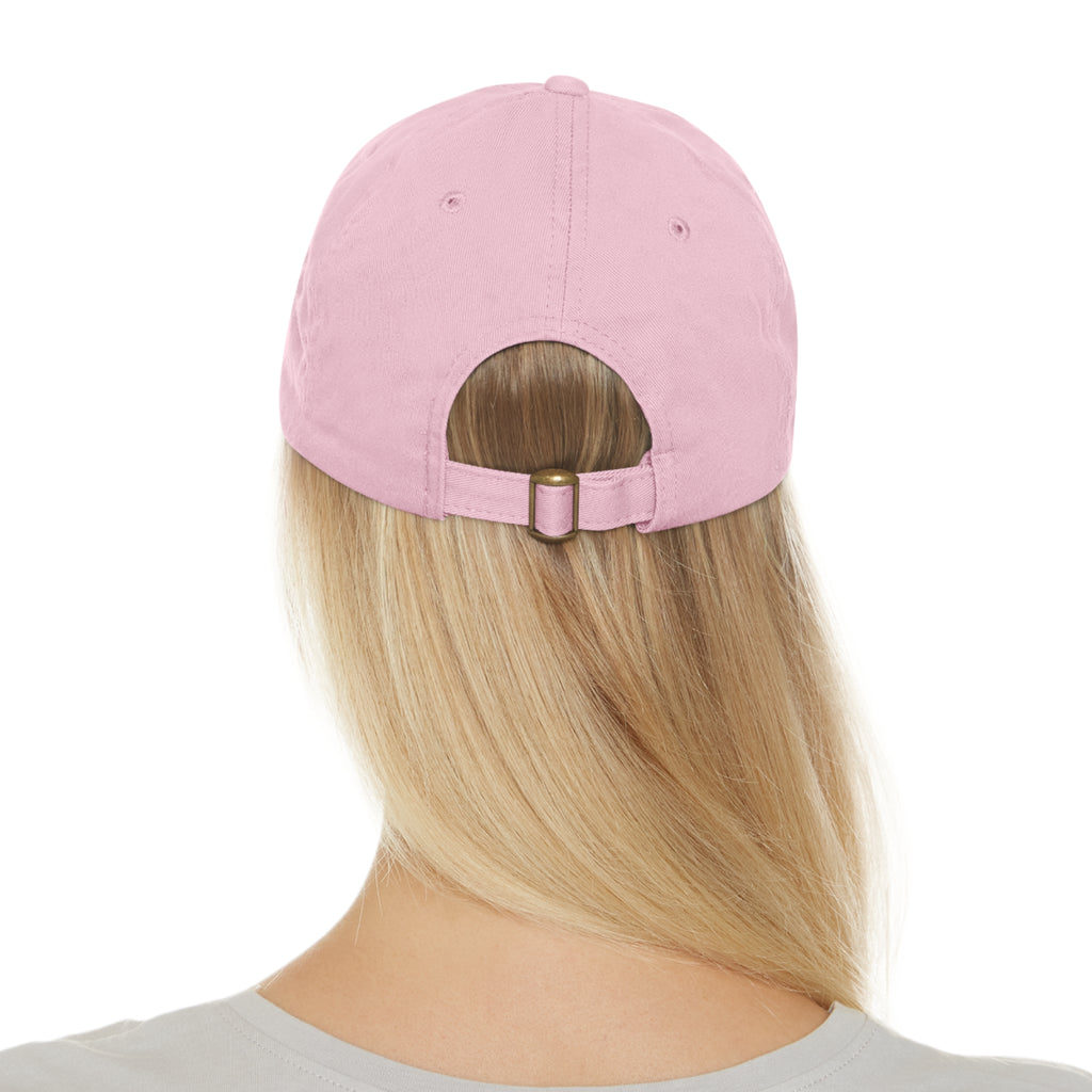 Coffee & Barbells - Dad Hat with Leather Patch (Rectangle) - White Font