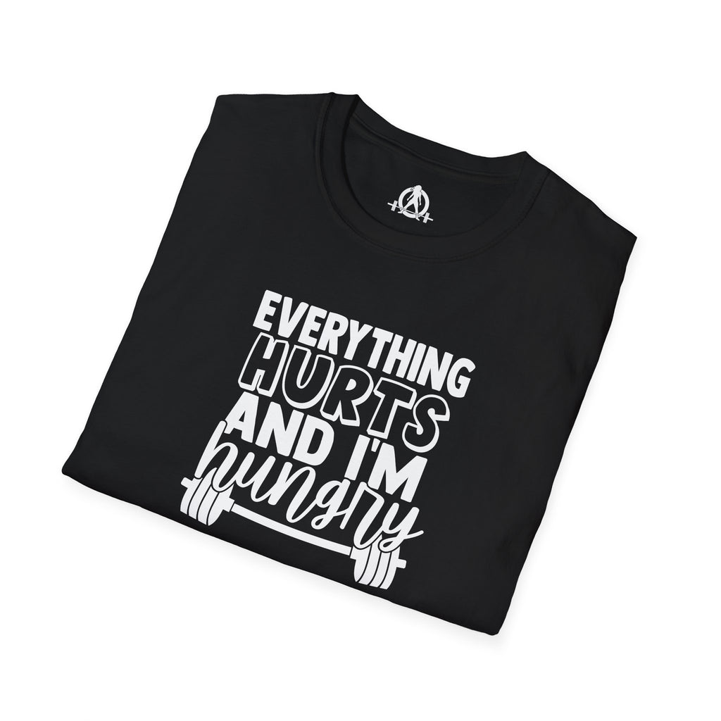 Everything Hurts & I'm Hungry  - Unisex Softstyle T-Shirt - Print on Front Plain Back