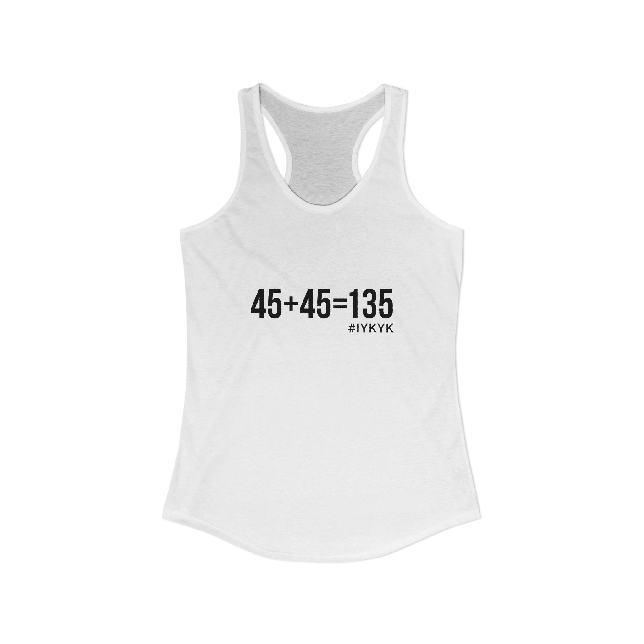 45 + 45 = 135 - Women's Ideal Racerback Tank - Black Print Front & Back