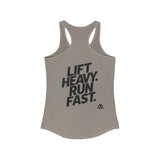 Lift Heavy - Run Fast - Racer Back Tank Top - Women's Ideal Racerback Tank (Black Front & Back Logo)