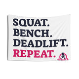 Squat Bench Deadlift Repeat - Indoor Wall Tapestries - White