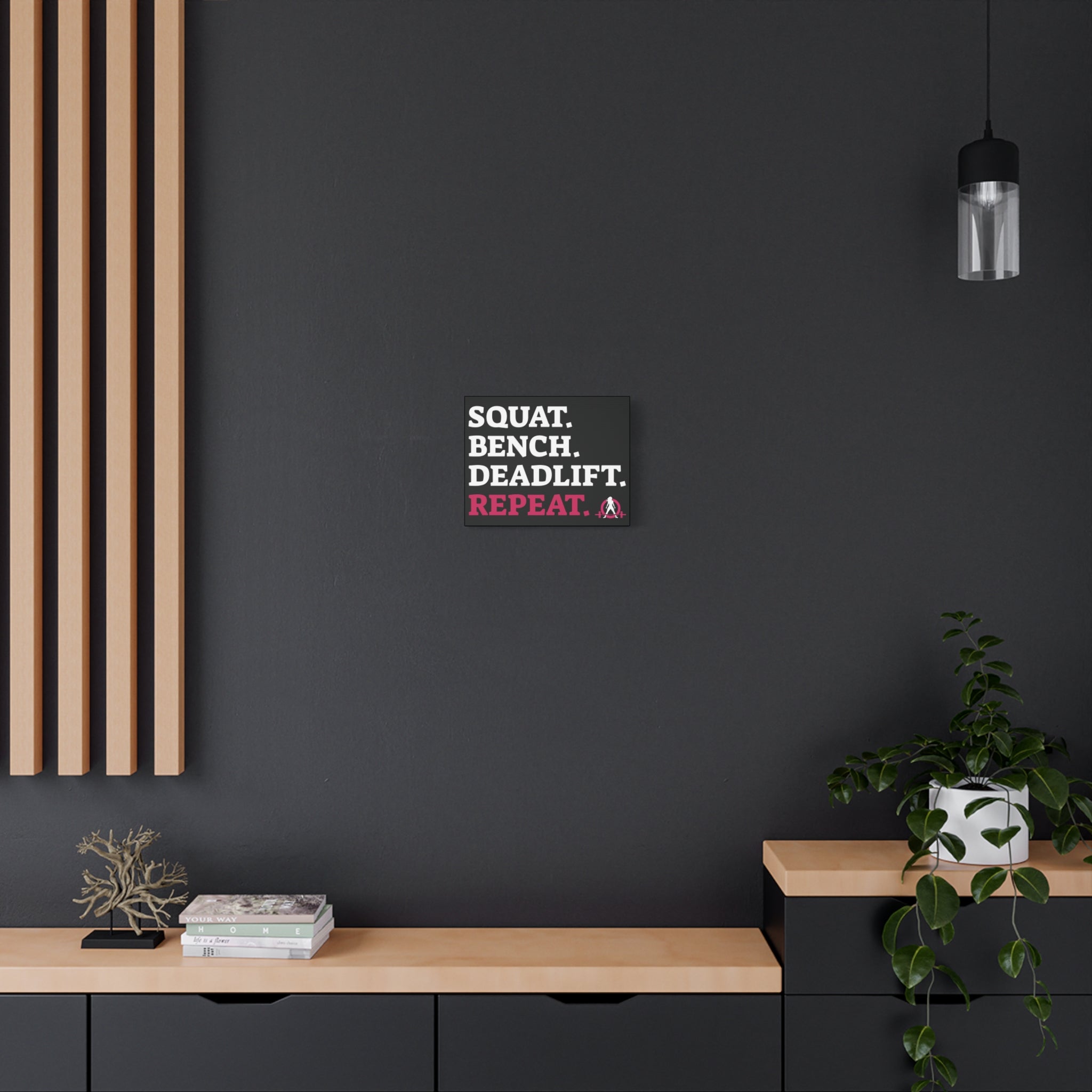 Squat. Bench. Deadlift. Repeat. - Fitness Motivational Canvas Art
