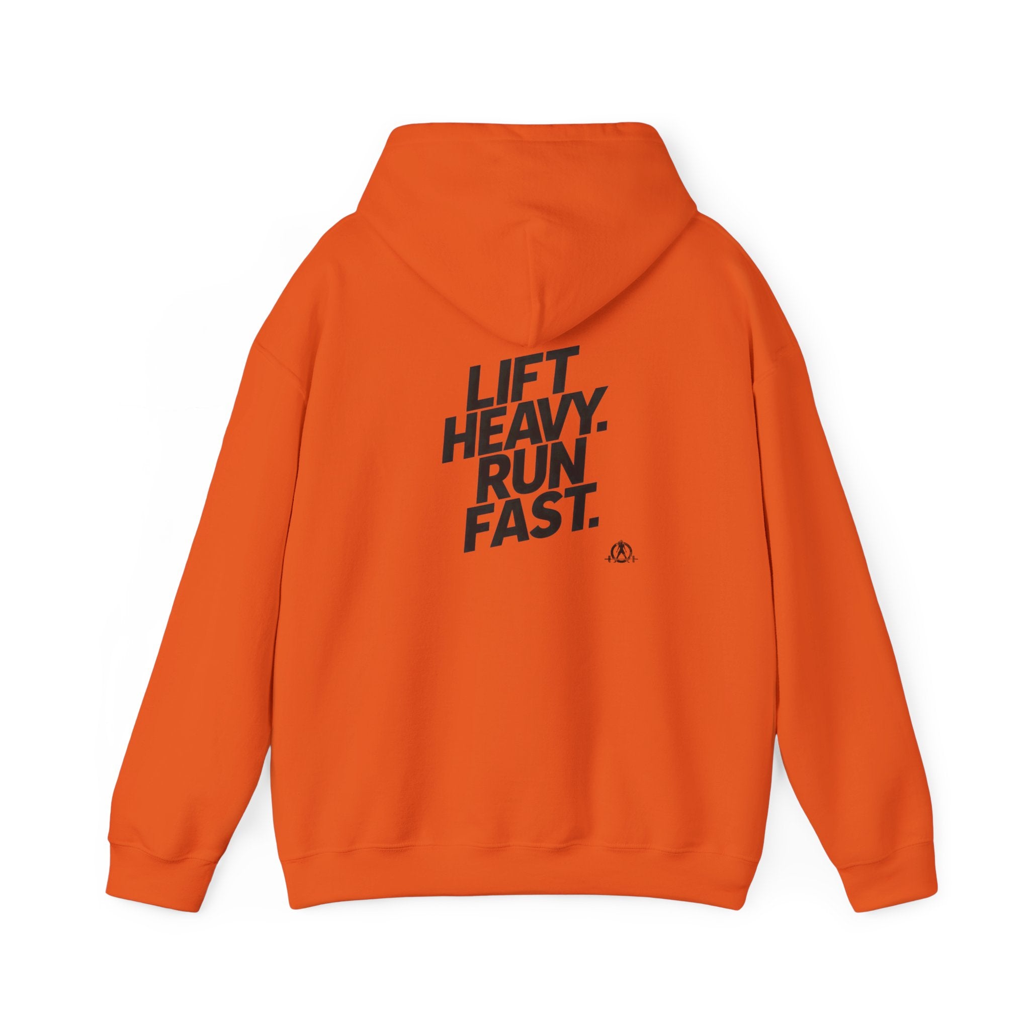 Lift Heavy Run Fast - Unisex Heavy Blend Hooded Sweatshirt  - Front & Back Black Logo