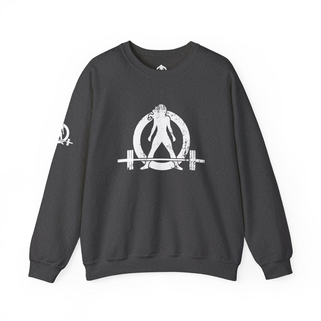 Kick Your Ass - Unisex Heavy Blend™ Crewneck Sweatshirt - Distressed Logo - Plain Back