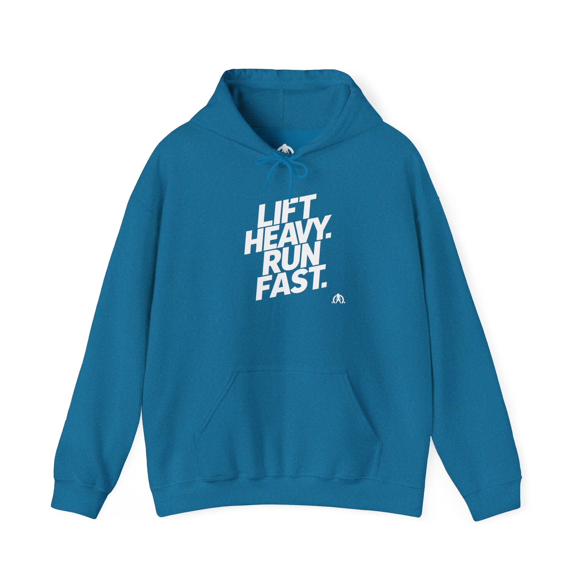 Lift Heavy Run Fast - Unisex Heavy Blend Hooded Sweatshirt - Front White Logo
