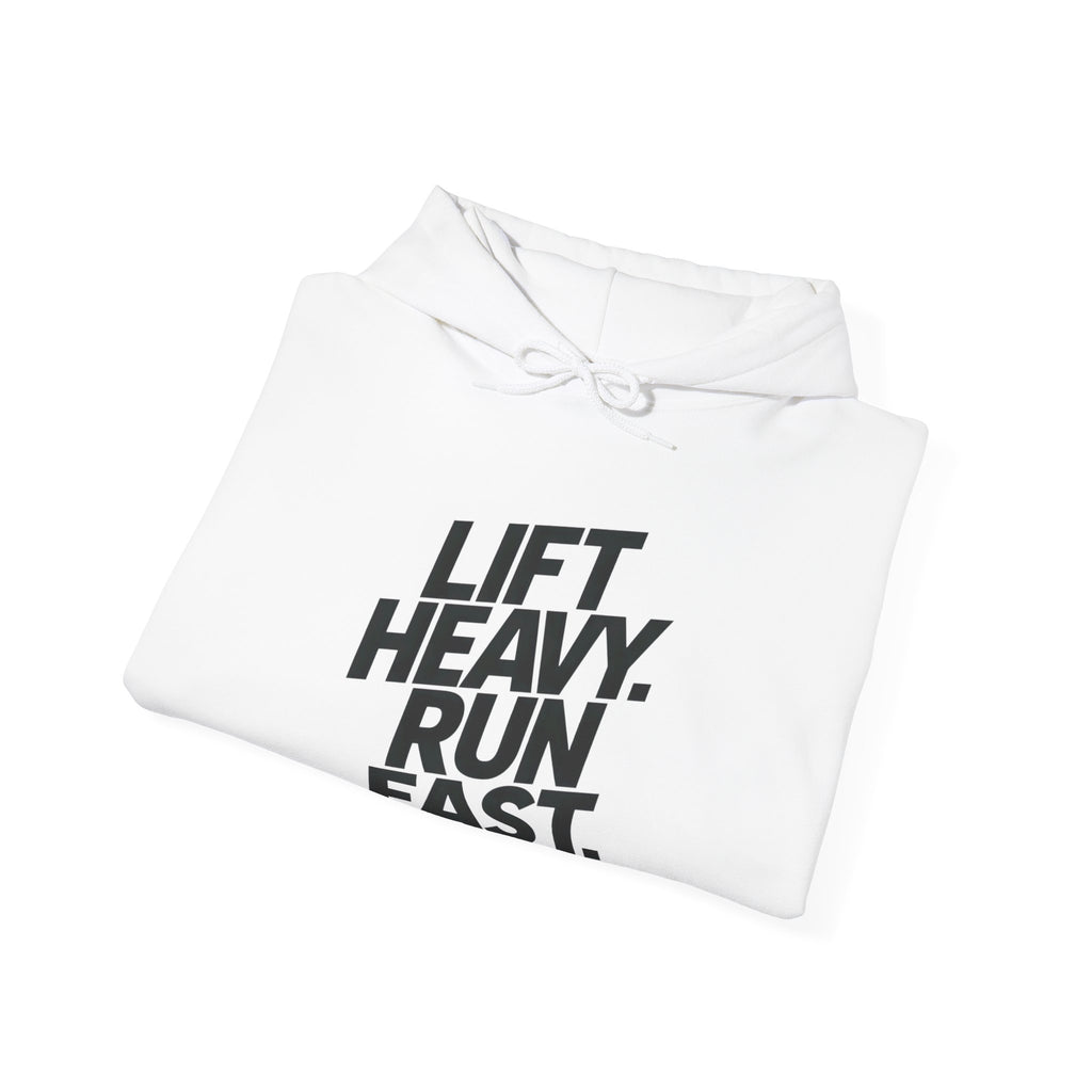 Lift Heavy Run Fast - Unisex Heavy Blend Hooded Sweatshirt  - Front Black Logo