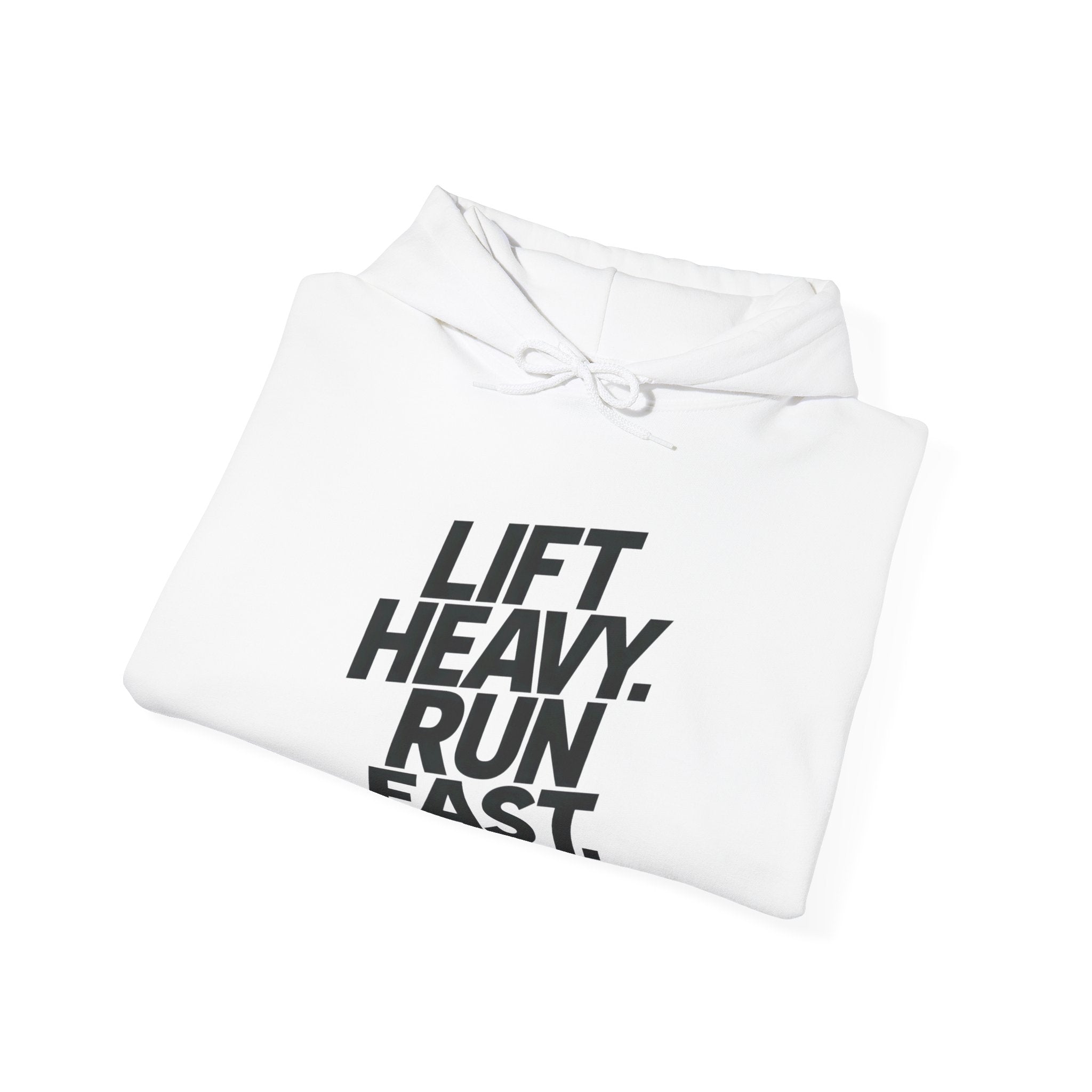 Lift Heavy Run Fast - Unisex Heavy Blend Hooded Sweatshirt  - Front Black Logo