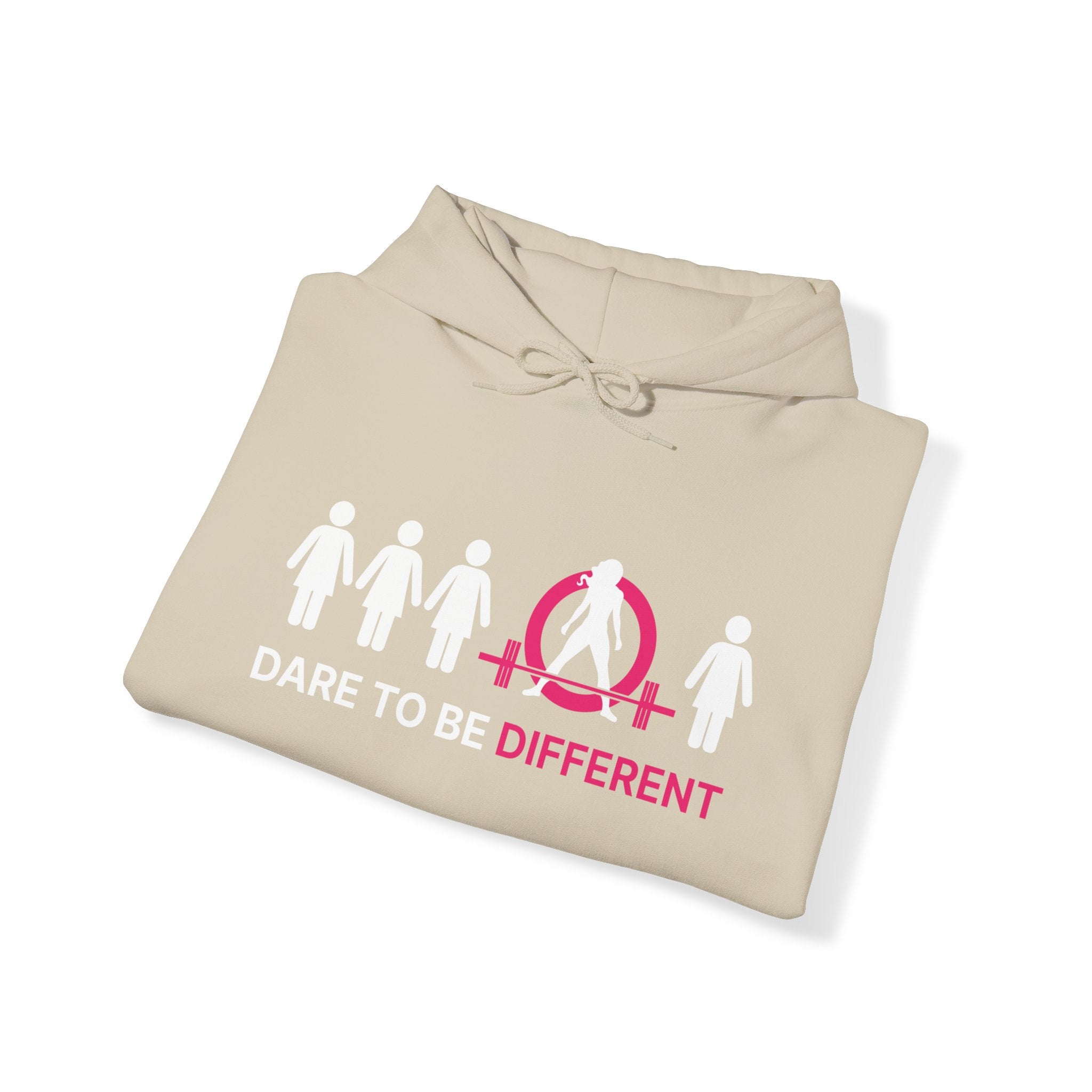 Dare To Be Different - Deadlift - Unisex Heavy Blend Hooded Sweatshirt - White Print on Front