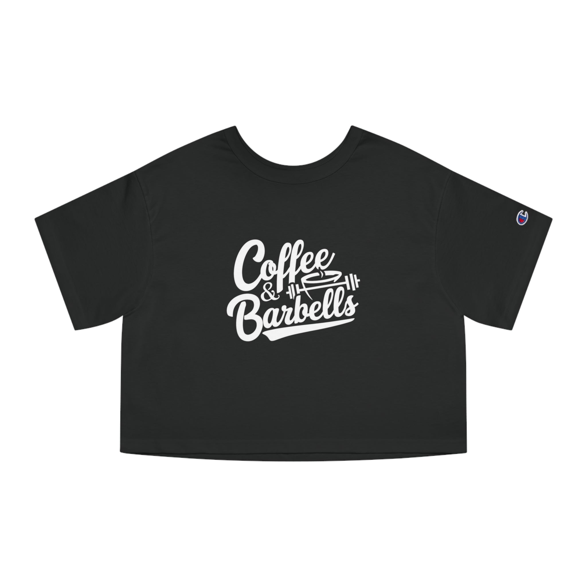 Coffee & Barbells - Champion Women's Heritage Cropped T-Shirt - White Logo