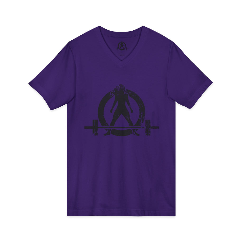 Strong Is Beautiful - Distressed Black Logo - Unisex Jersey Short Sleeve V-Neck Tee