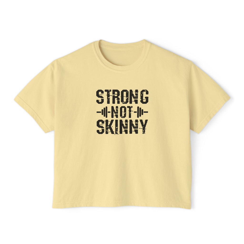 Strong Not Skinny - Women's Boxy Tee - Black Logo Front & Back