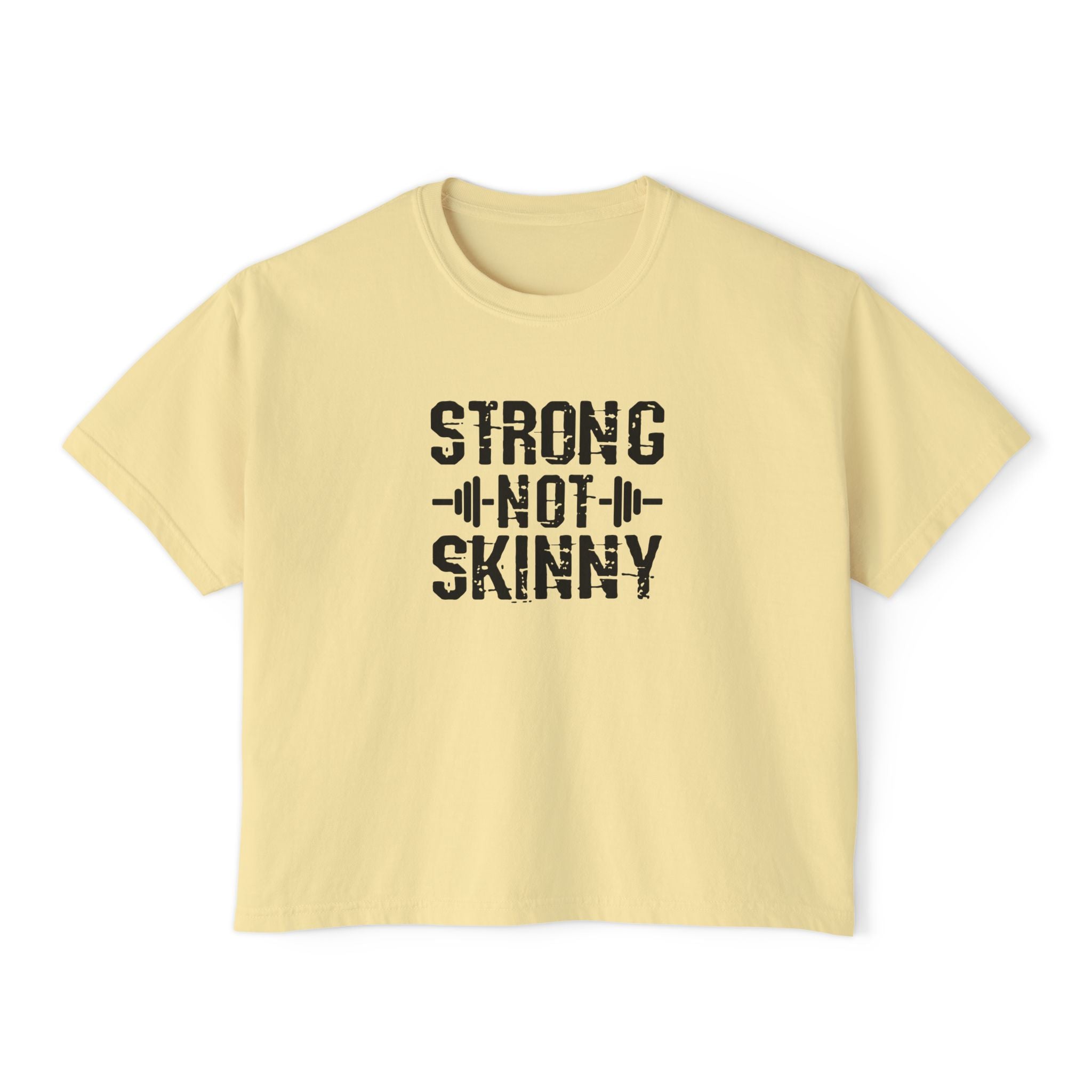 Strong Not Skinny - Women's Boxy Tee - Black Logo Front & Back