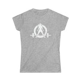 Lift Like A Girl - Women's Softstyle Tee - White Distressed Logo + Back
