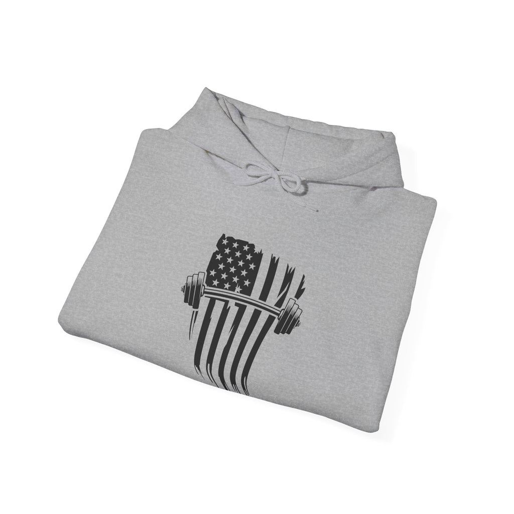 USA Barbell - Unisex Heavy Blend Hooded Sweatshirt  - Front White Logo