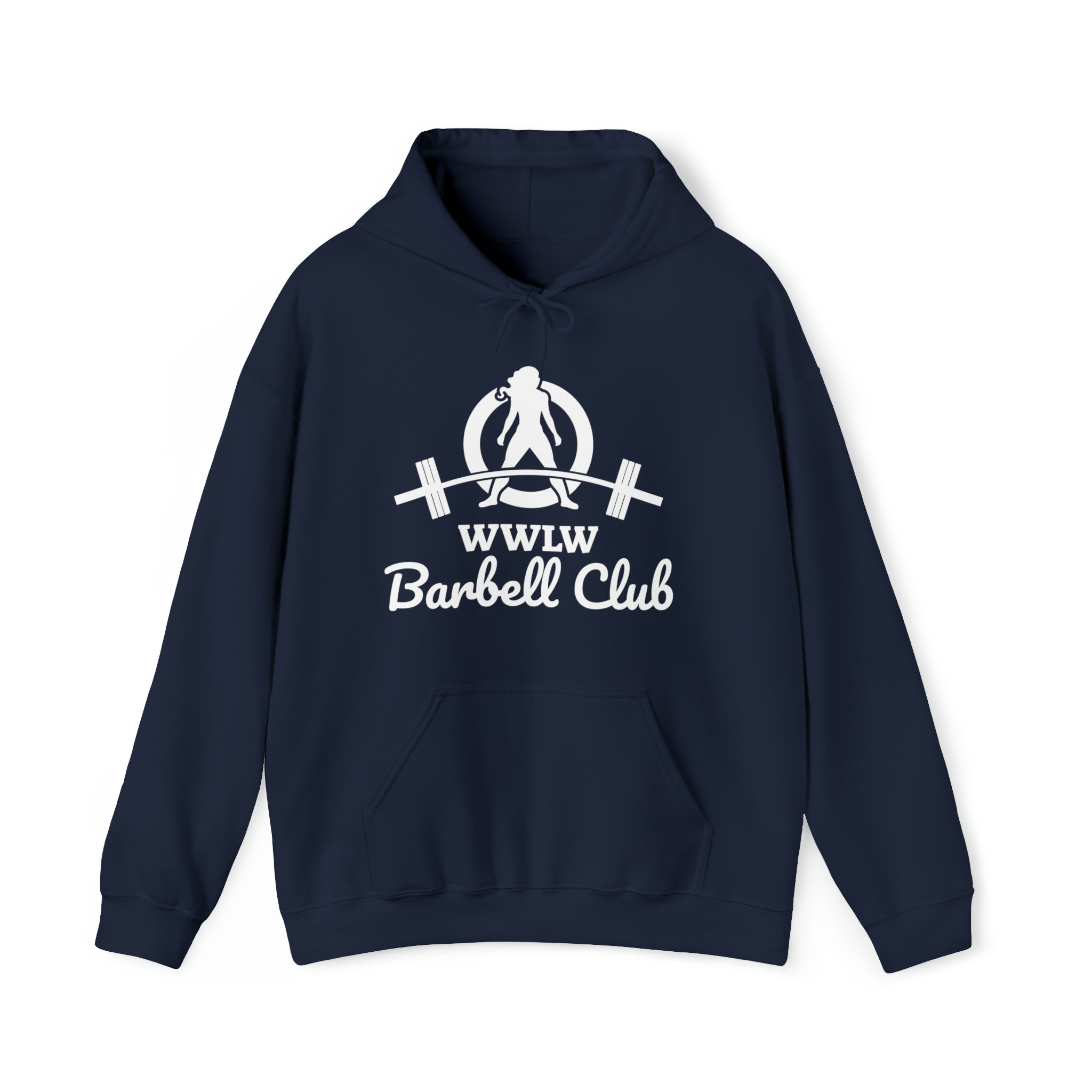 Barbell Club Classic Logo White - Unisex Heavy Blend Hooded Sweatshirt (BEST SELLER)