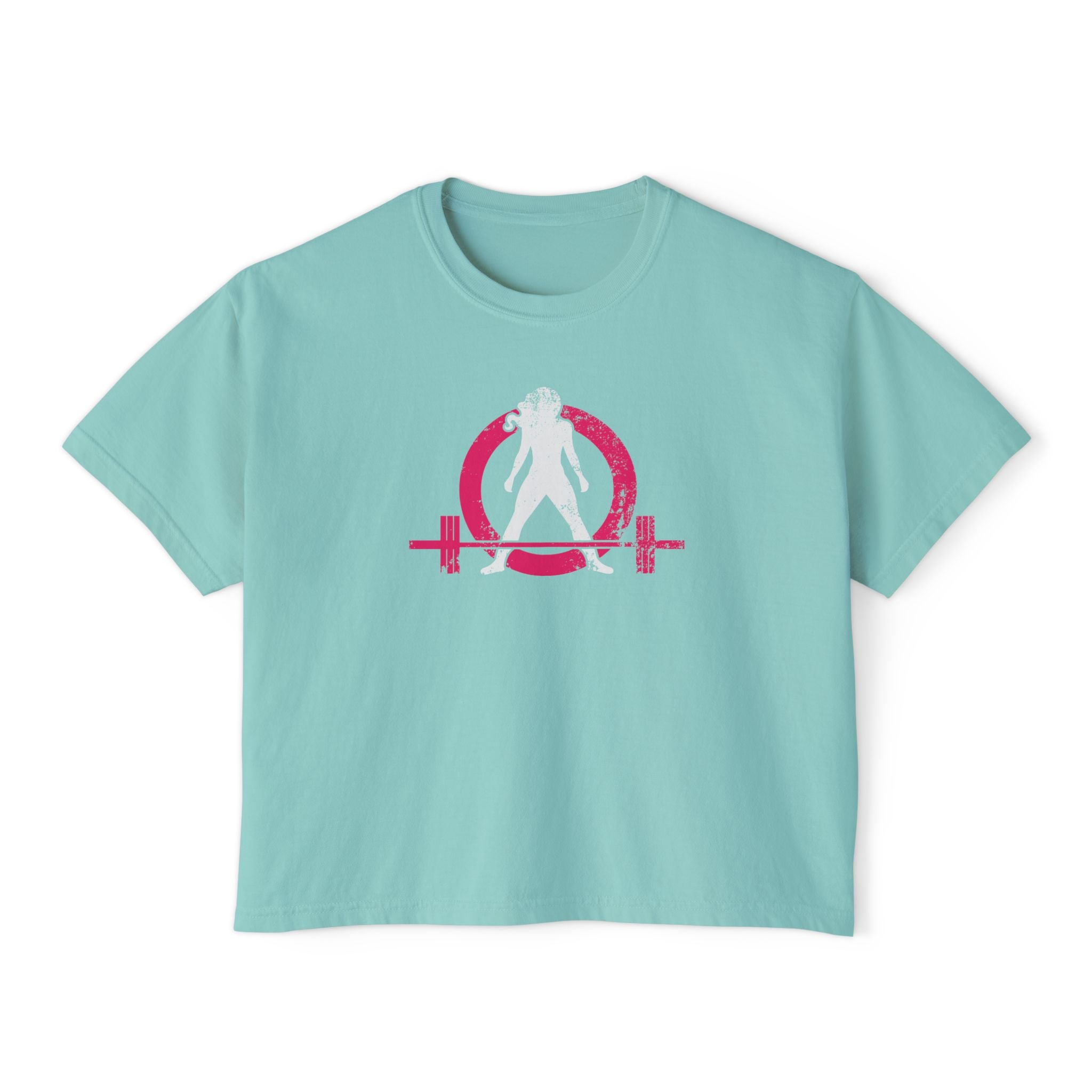 Women's Boxy Tee - Color Distressed Inverted Logo Front