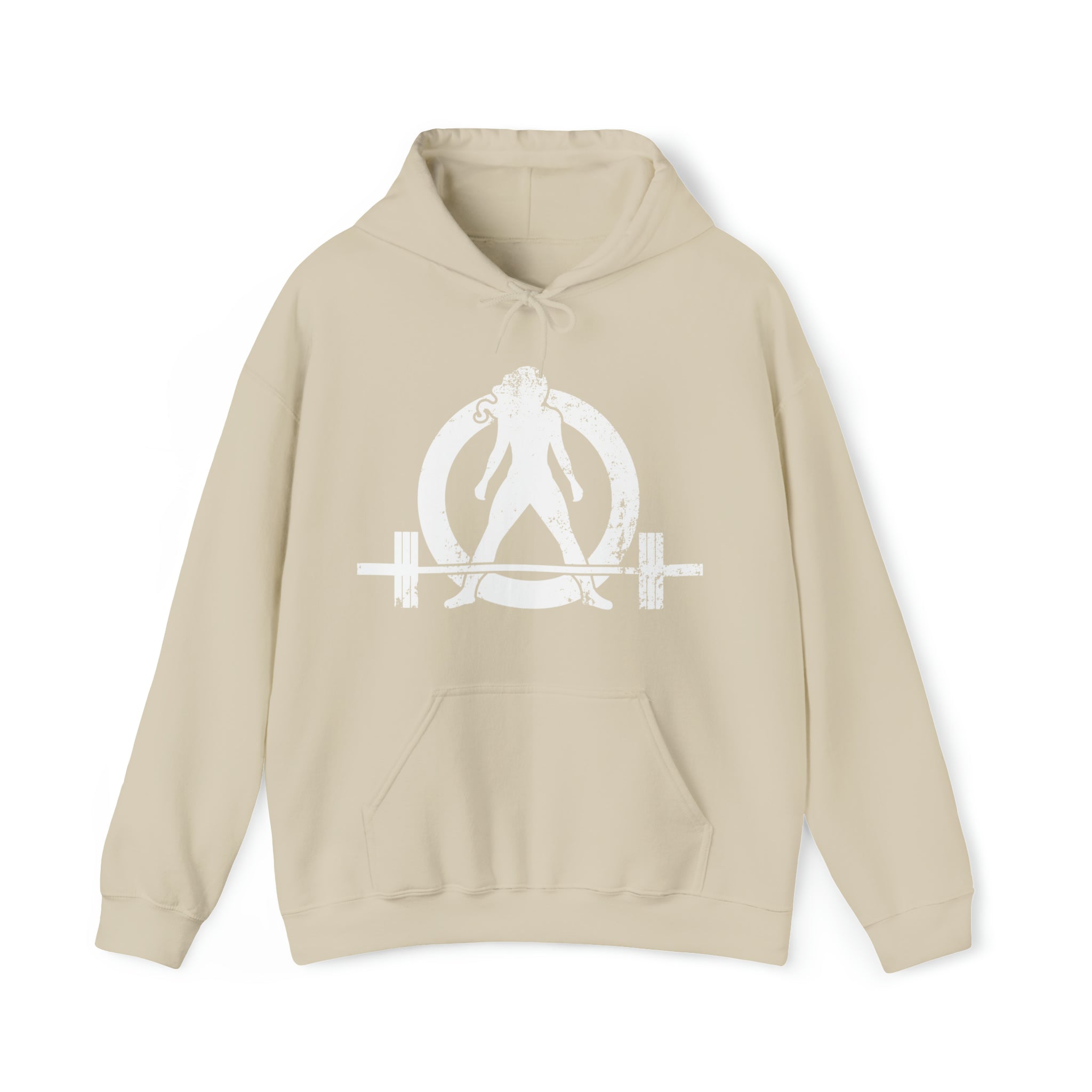 Strong Not Skinny - White Distressed Logo - Unisex Heavy Blend Hooded Sweatshirt