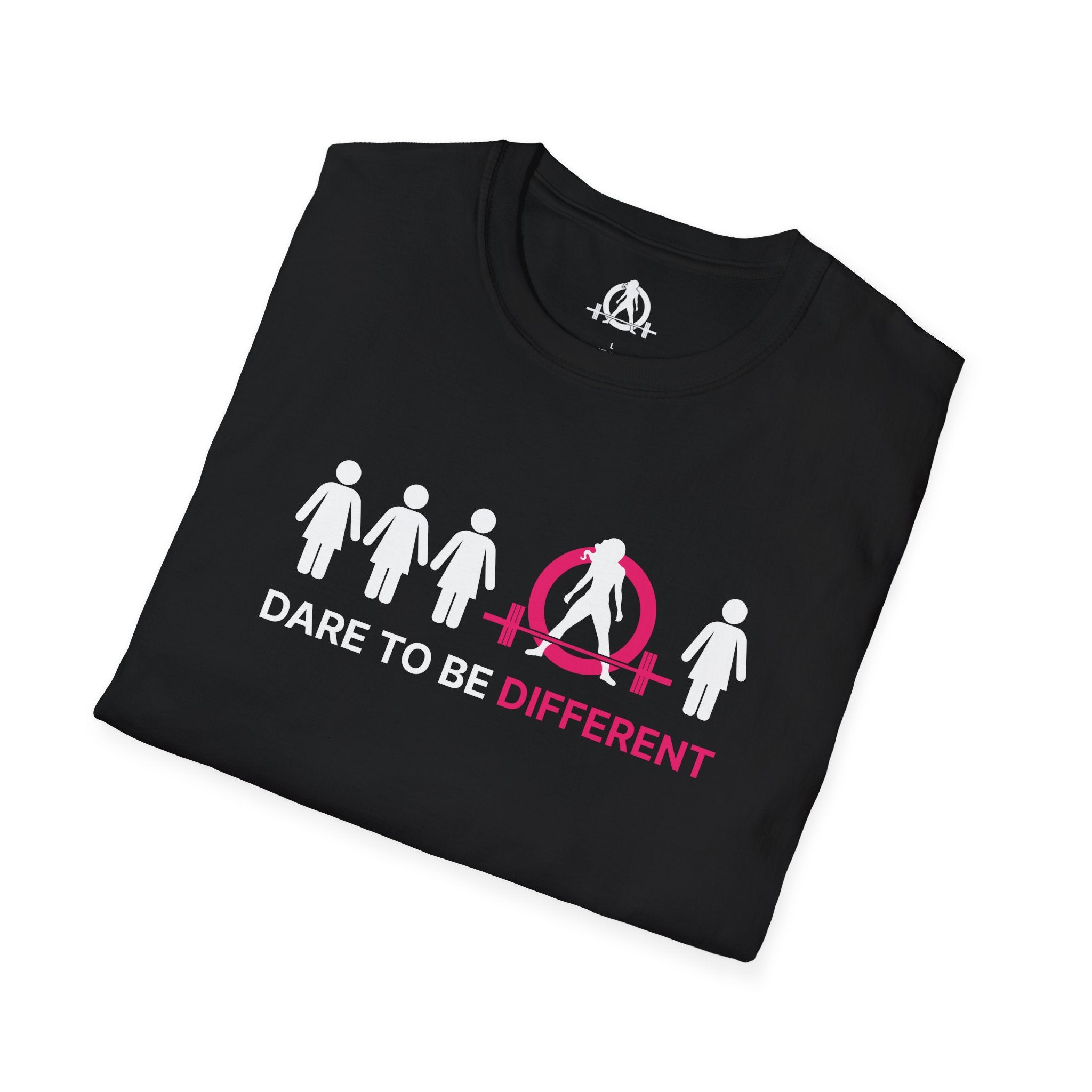 Dare To Be Different - Deadlift - Unisex Softstyle T-Shirt - White Logo Front