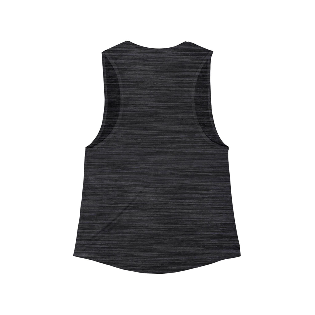 Women's Flowy Scoop Muscle Tank - White Distressed Logo