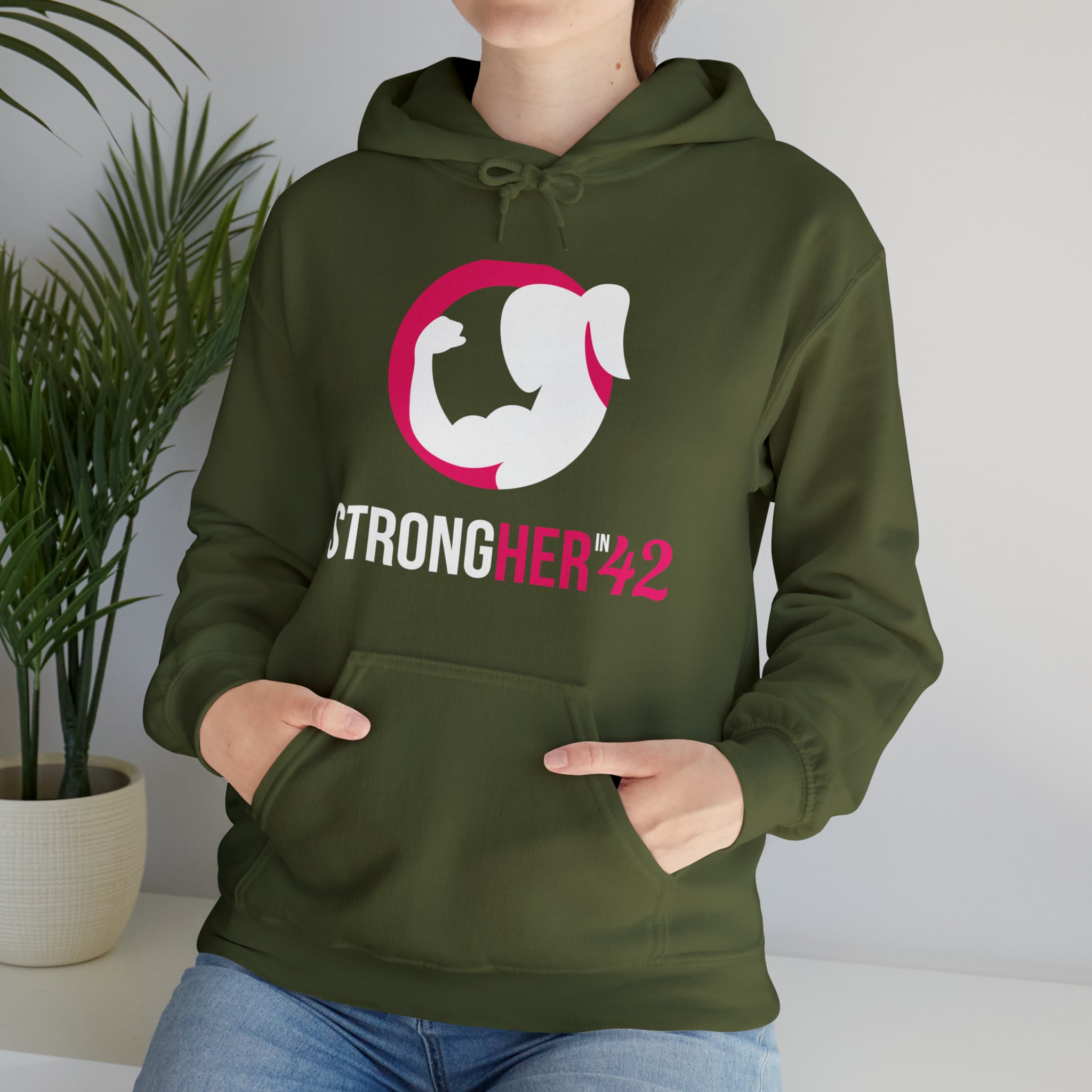 Strong Her in 42 - Classic Color Logo - Unisex Heavy Blend Hooded Sweatshirt
