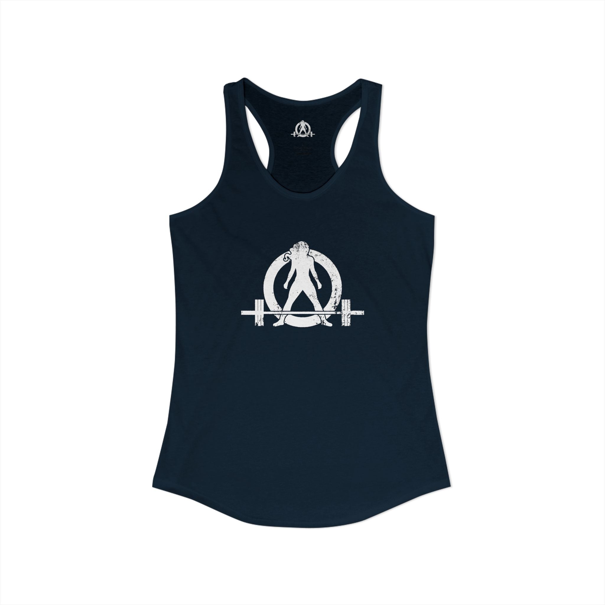 I Could Deadlift You - Women's Ideal Racerback Tank - White Logo - Front & Back Print