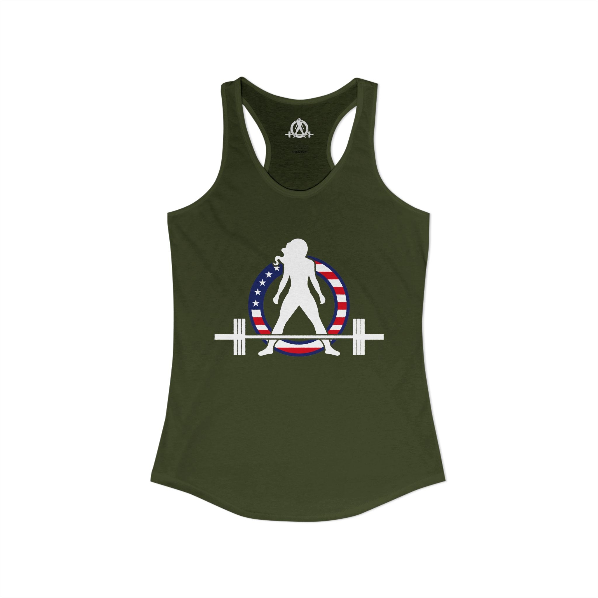 WWLW USA Logo - Women's Ideal Racerback Tank - USA Dark Light - Plain Back