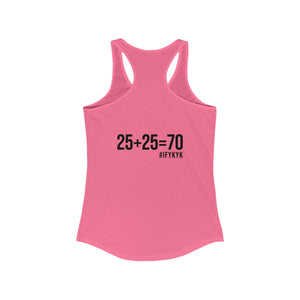 25 + 25 = 70 Women's Ideal Racerback Tank - Black Print Front & Back