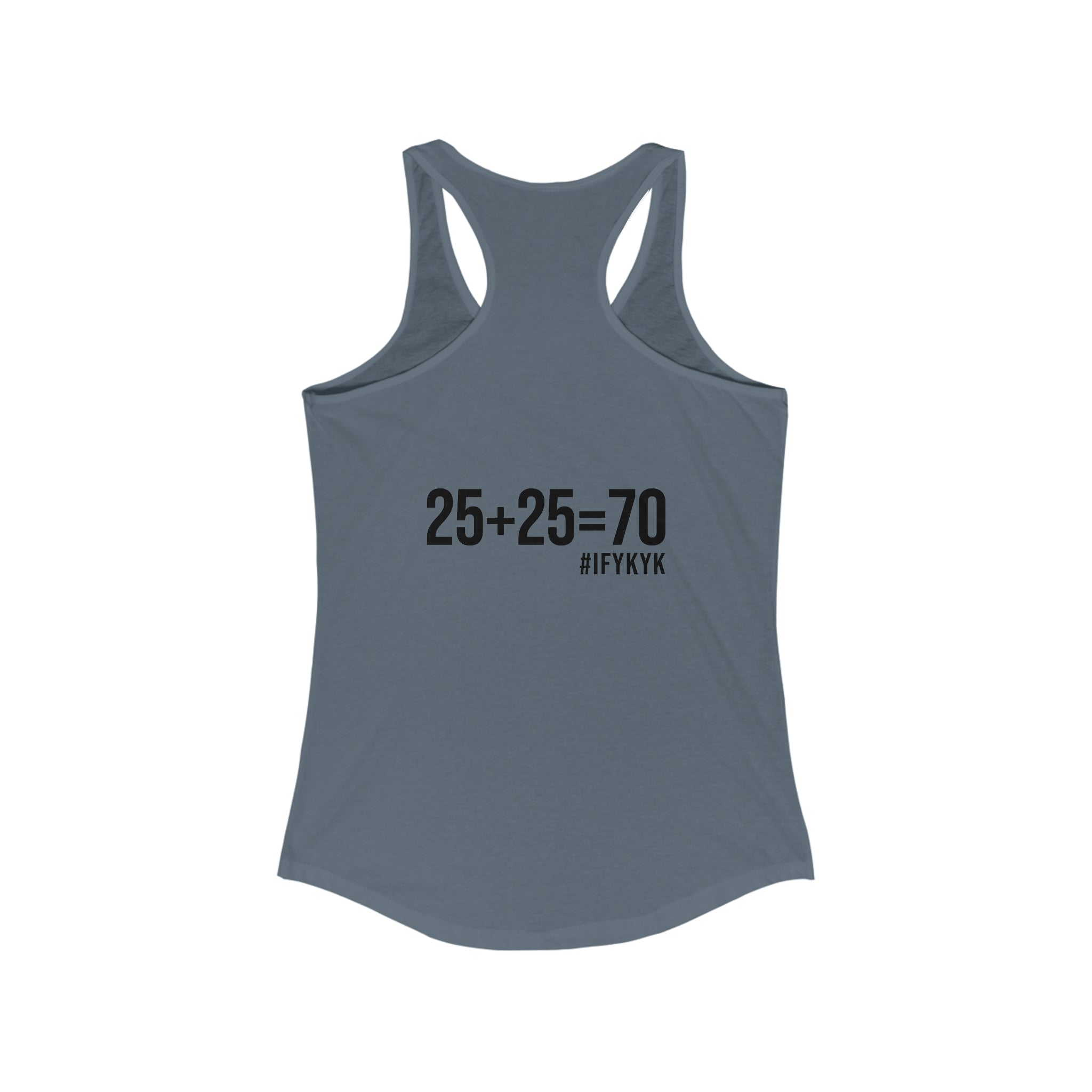 25 + 25 = 70 Women's Ideal Racerback Tank - Black Print Front & Back