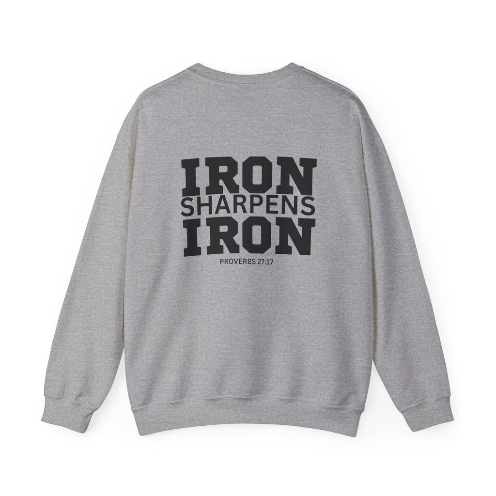 Iron Sharpens Iron - Unisex Heavy Blend™ Crewneck Sweatshirt - Front Black Logo - Front & Back Print