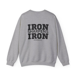 Iron Sharpens Iron - Unisex Heavy Blend™ Crewneck Sweatshirt - Front Black Logo - Front & Back Print