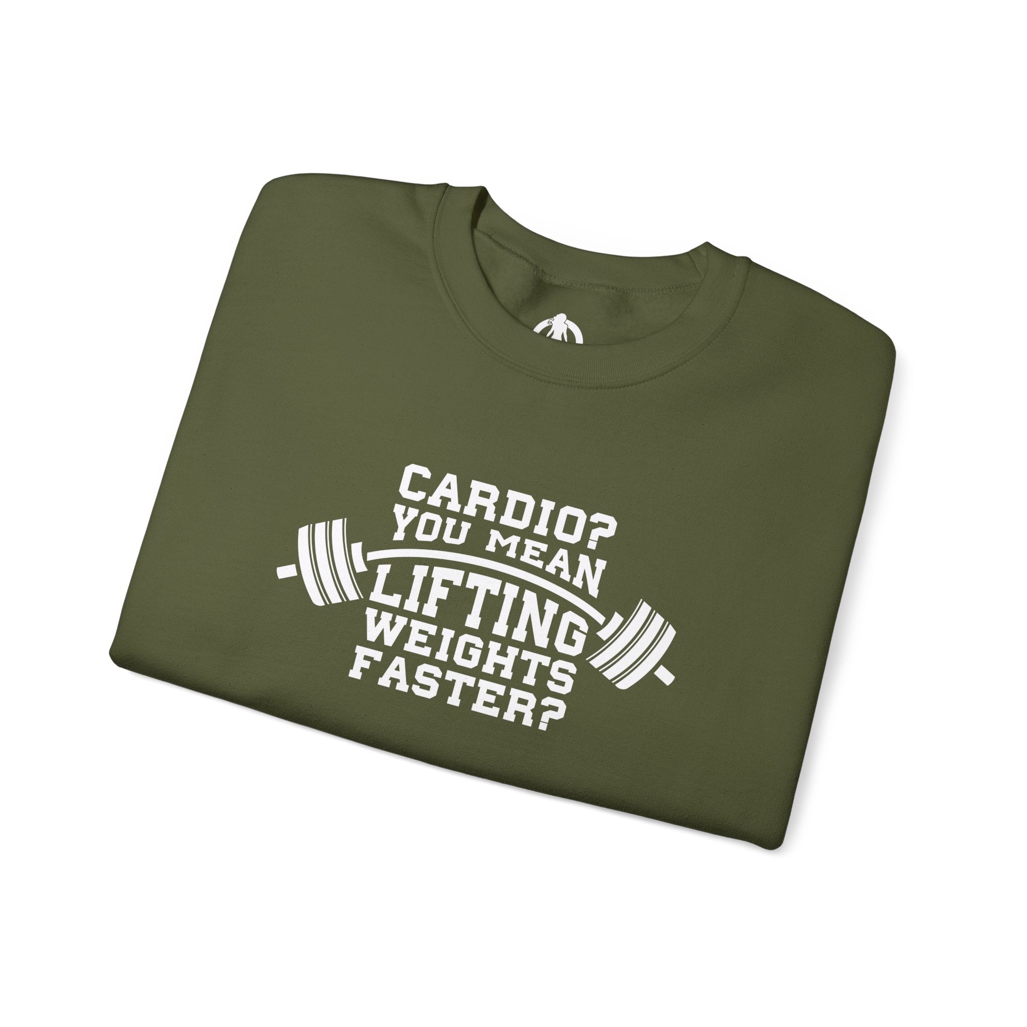 Cardio = Lift Weights Faster - Unisex Heavy Blend™ Crewneck Sweatshirt - Front  Logo