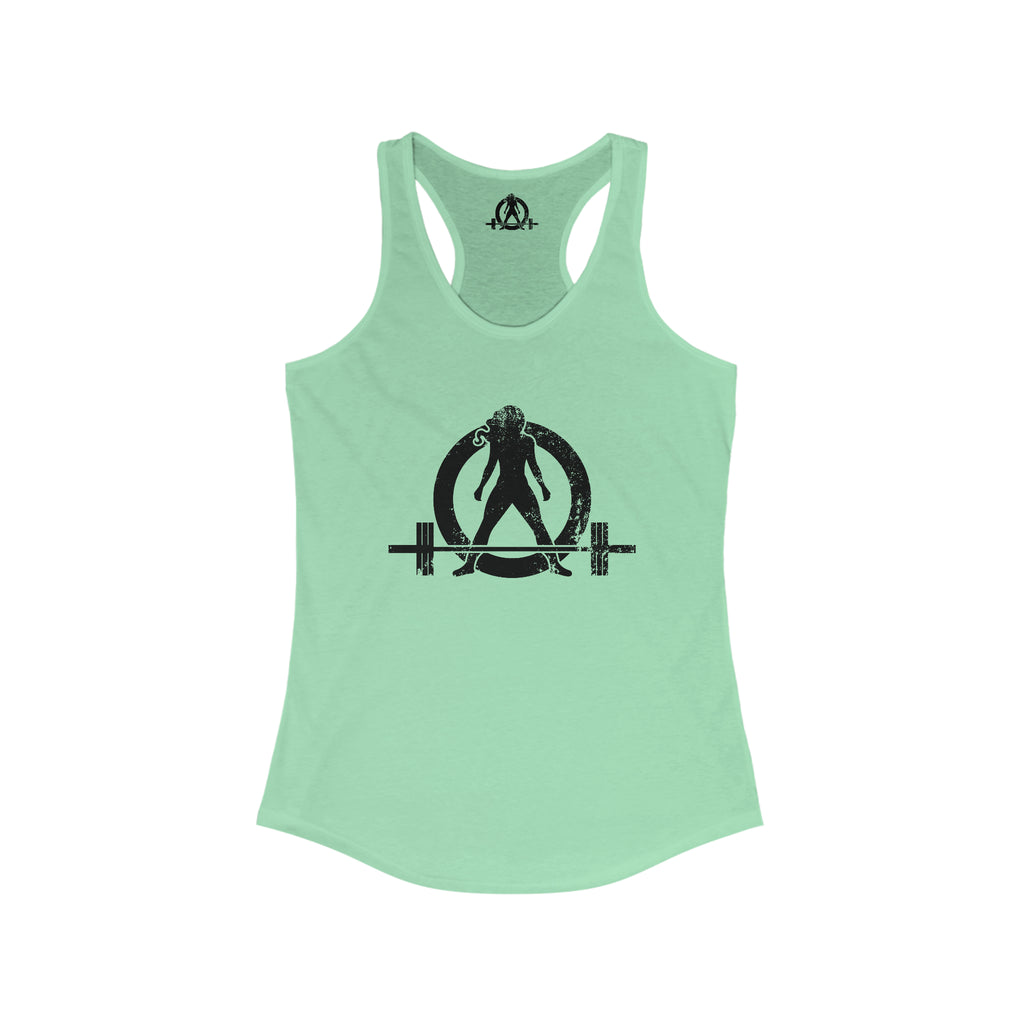 I Could Deadlift You - Women's Ideal Racerback Tank - Black Distressed Logo + Back