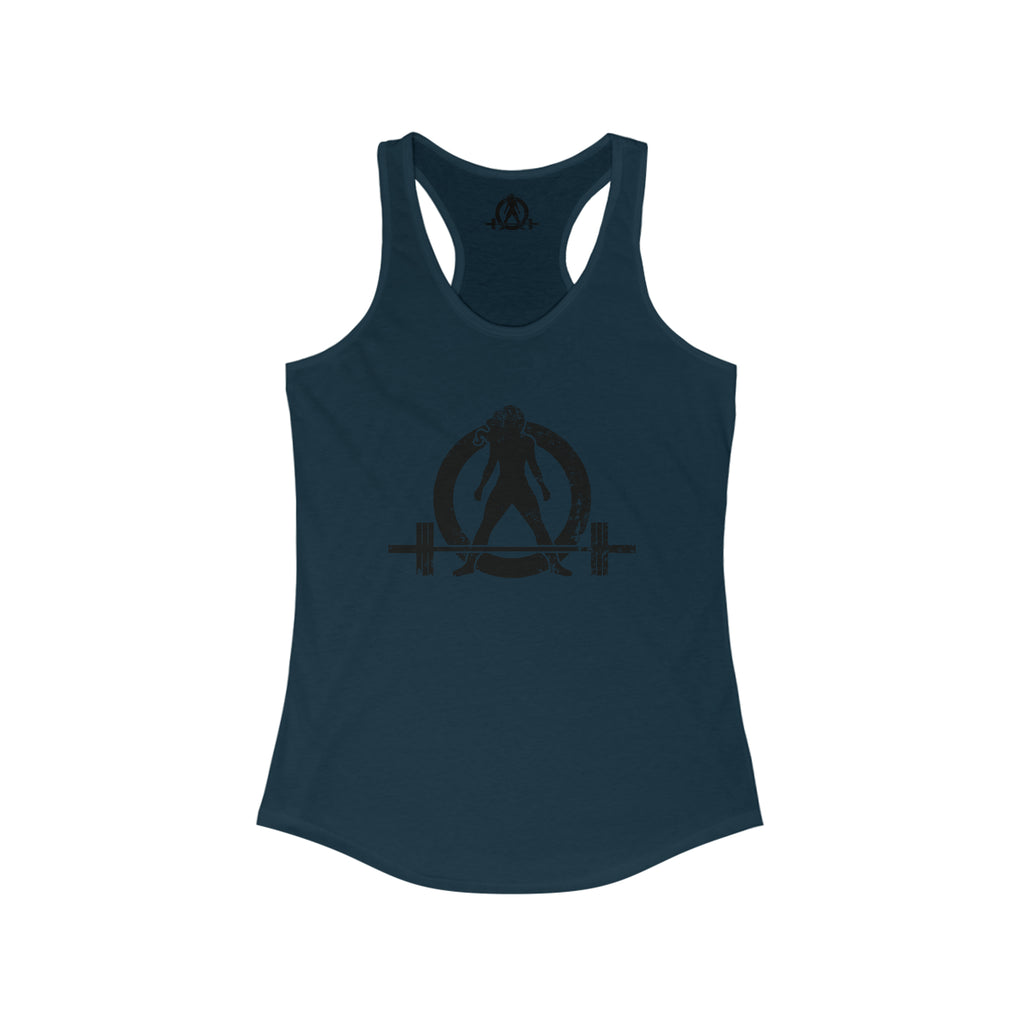 I Could Deadlift You - Women's Ideal Racerback Tank - Black Distressed Logo + Back