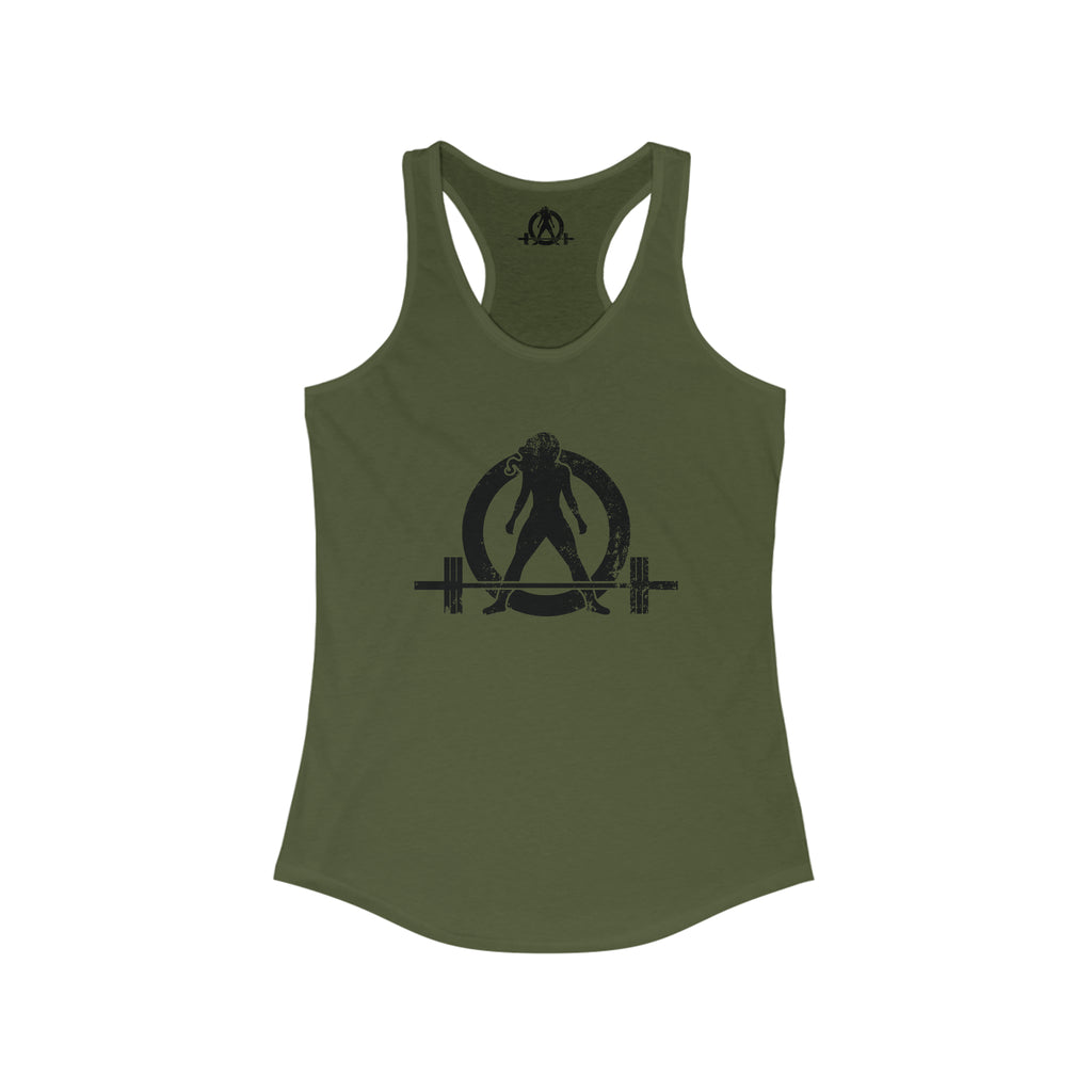 I Could Deadlift You - Women's Ideal Racerback Tank - Black Distressed Logo + Back