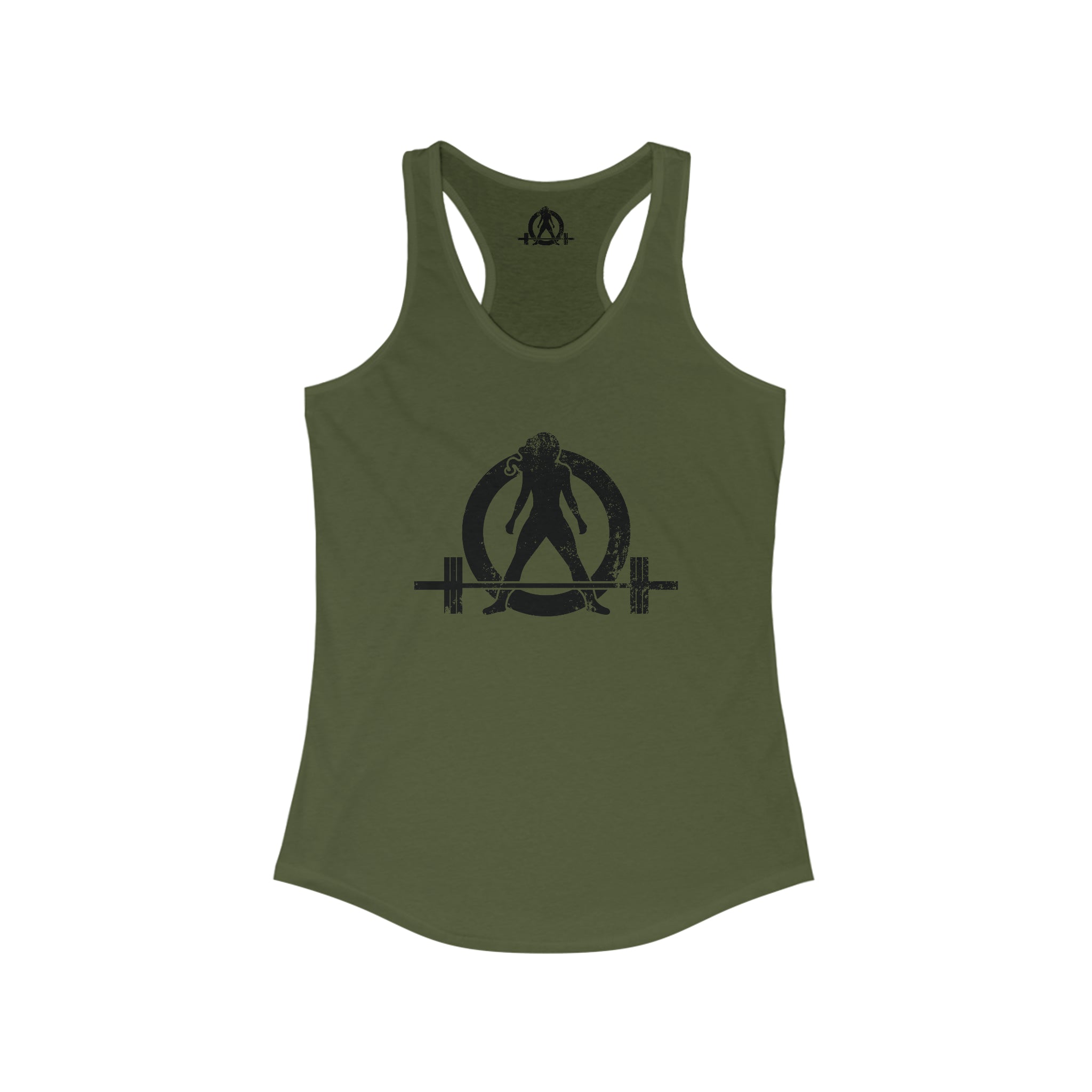 I Could Deadlift You - Women's Ideal Racerback Tank - Black Distressed Logo + Back