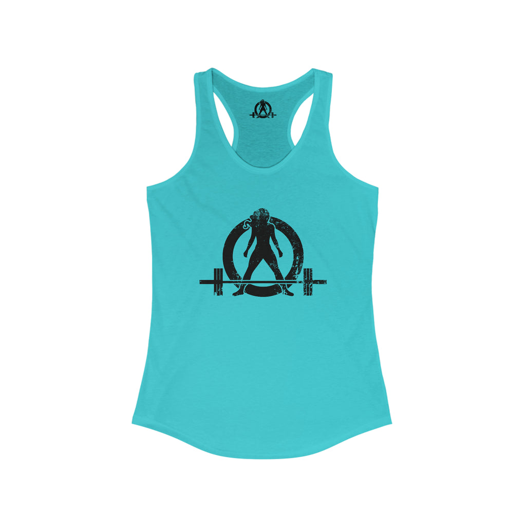 I Could Deadlift You - Women's Ideal Racerback Tank - Black Distressed Logo + Back