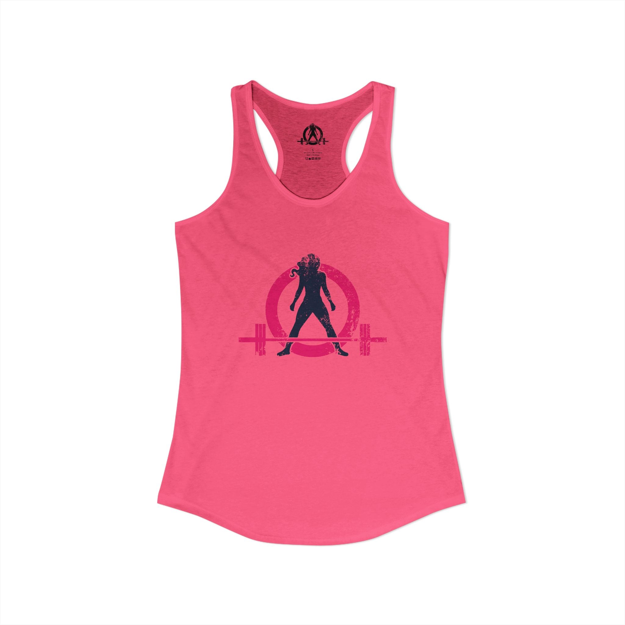 Distressed - Simple - Women's Ideal Racerback Tank - Color Inverted Logo Front - Plain Back