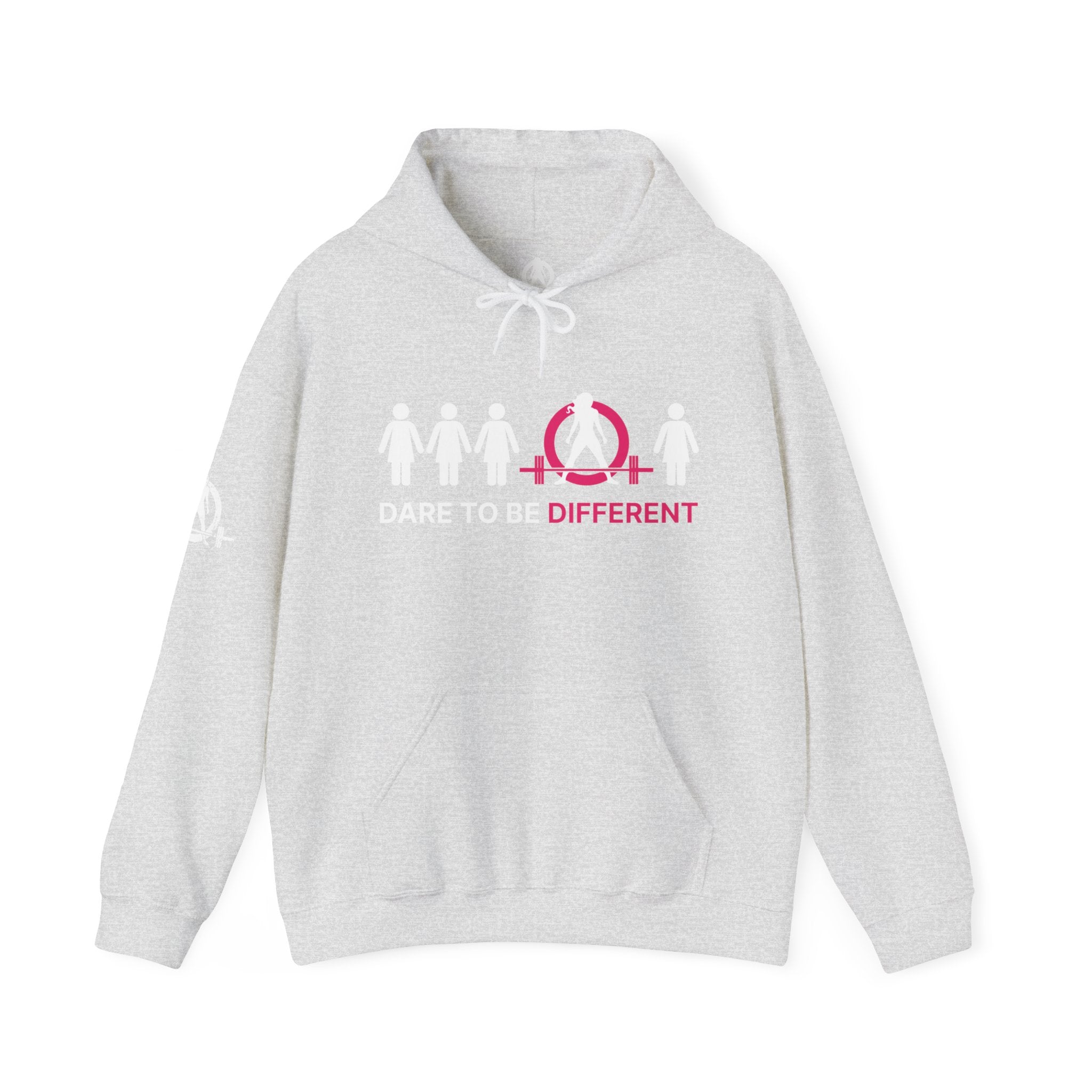 Dare To Be Different - Deadlift - Unisex Heavy Blend Hooded Sweatshirt - White Print on Front