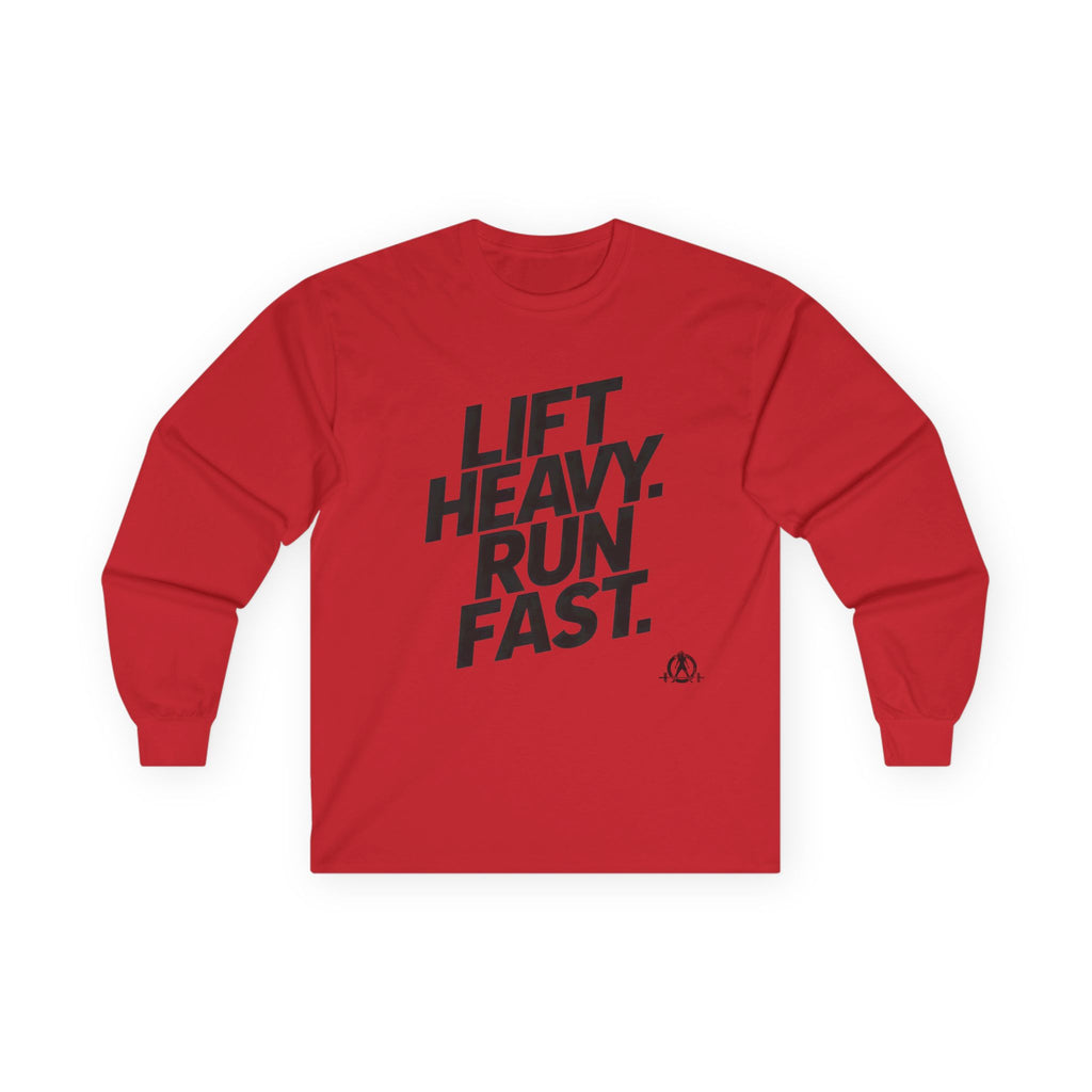 Lift Heavy Run Fast - Ultra Cotton Long Sleeve Tee - Black Logo Front