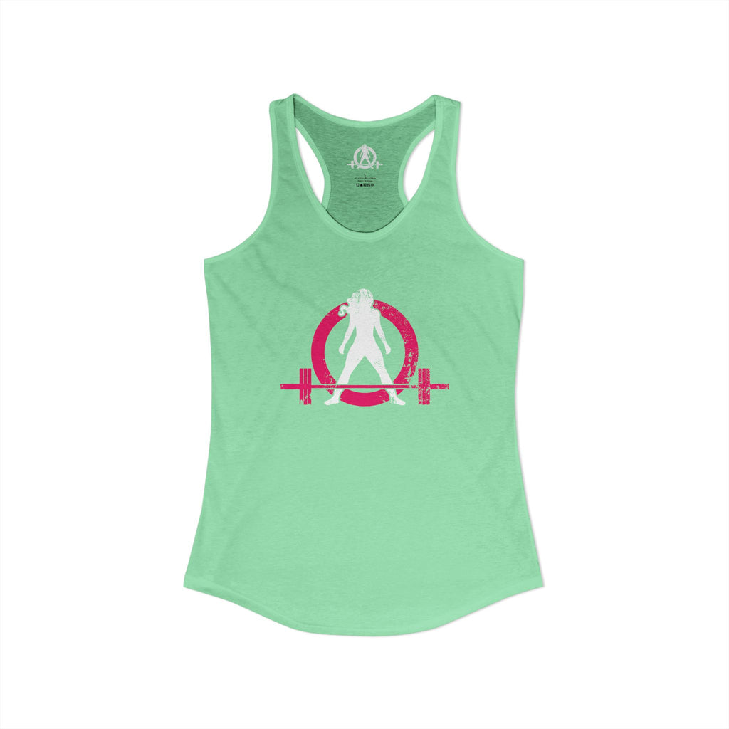 Women's Ideal Racerback Tank - Distressed  Color Distressed Logo Front & Plain Back