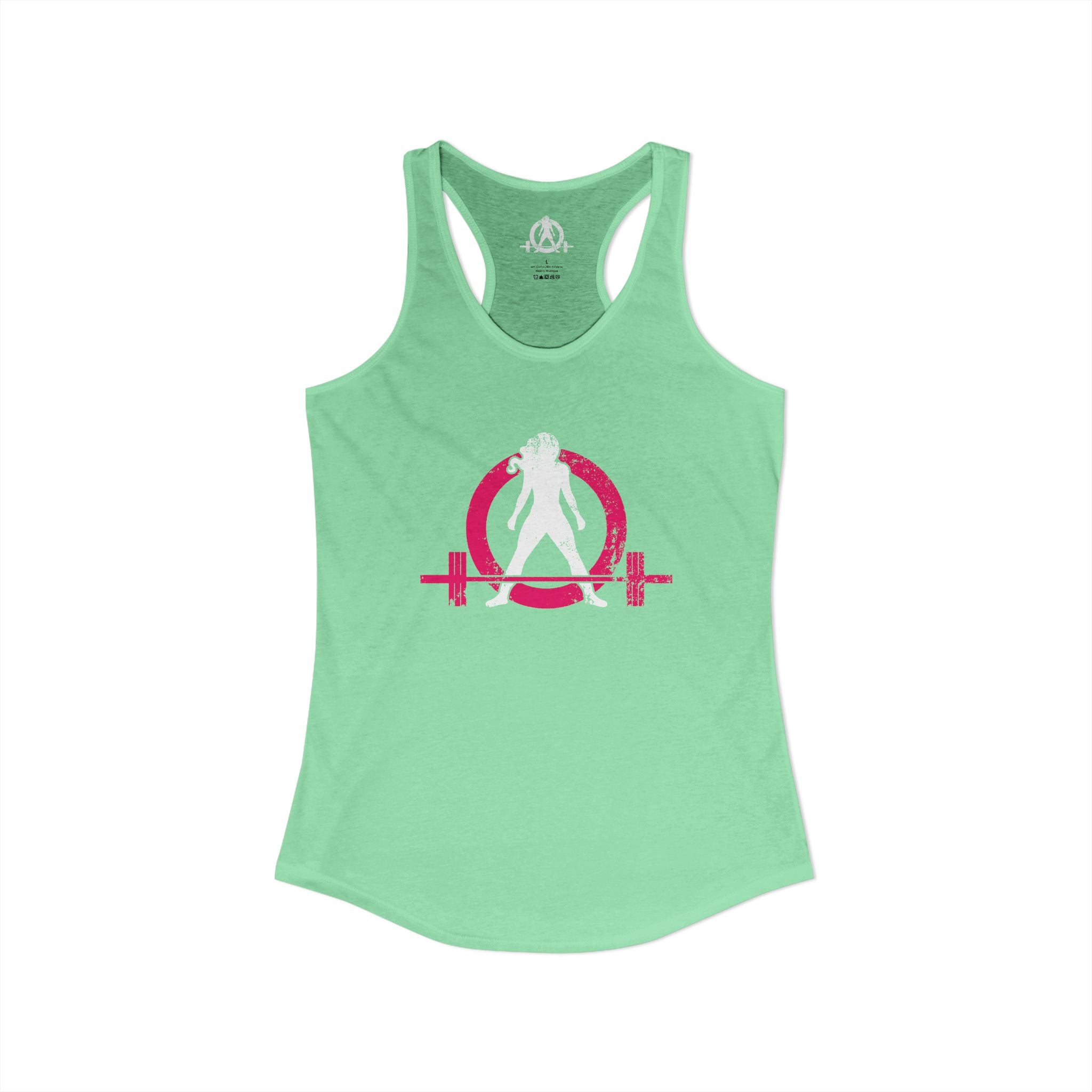 Women's Ideal Racerback Tank - Distressed  Color Distressed Logo Front & Plain Back