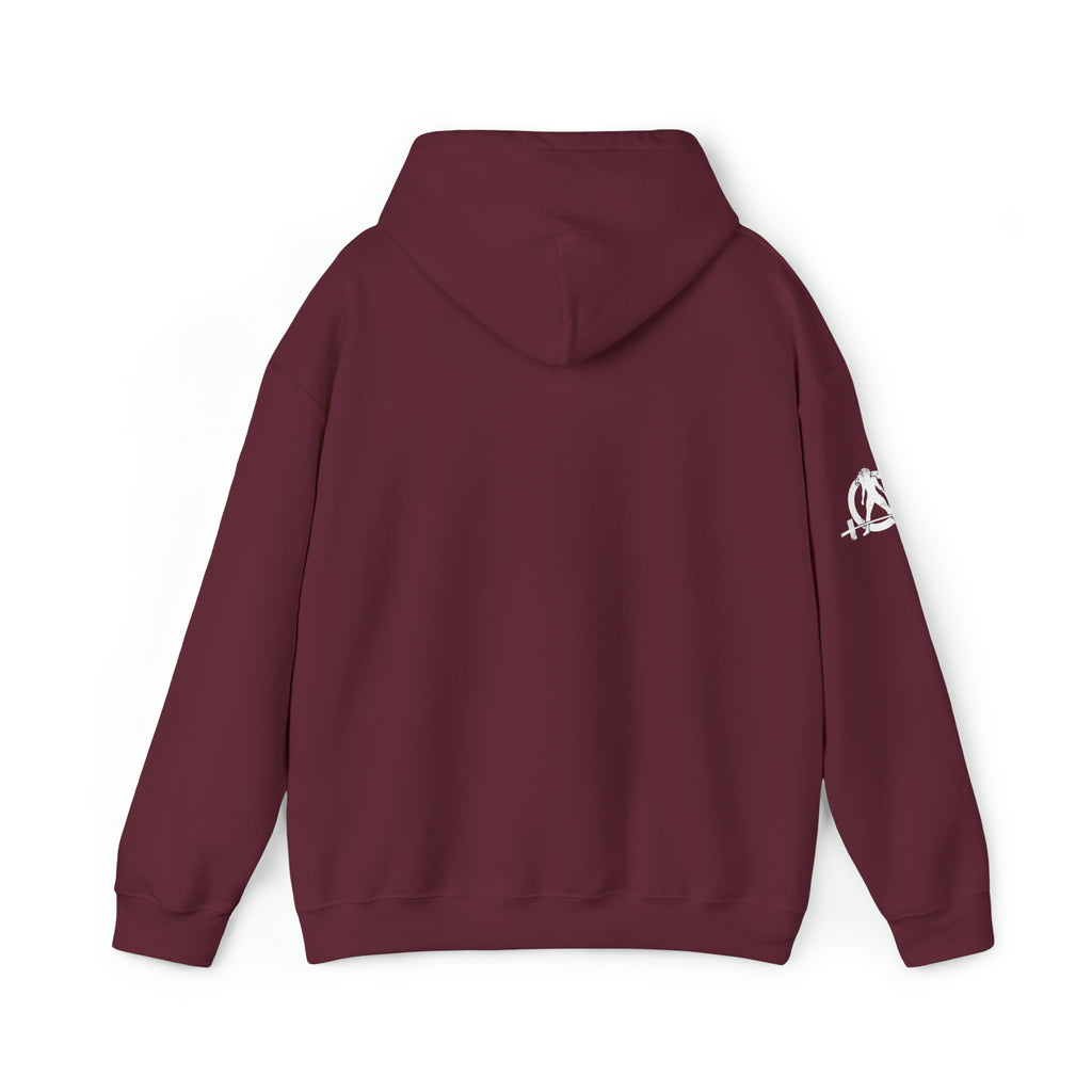 She is STRONG - Unisex Heavy Blend Hooded Sweatshirt - White Logo -  Plain Back