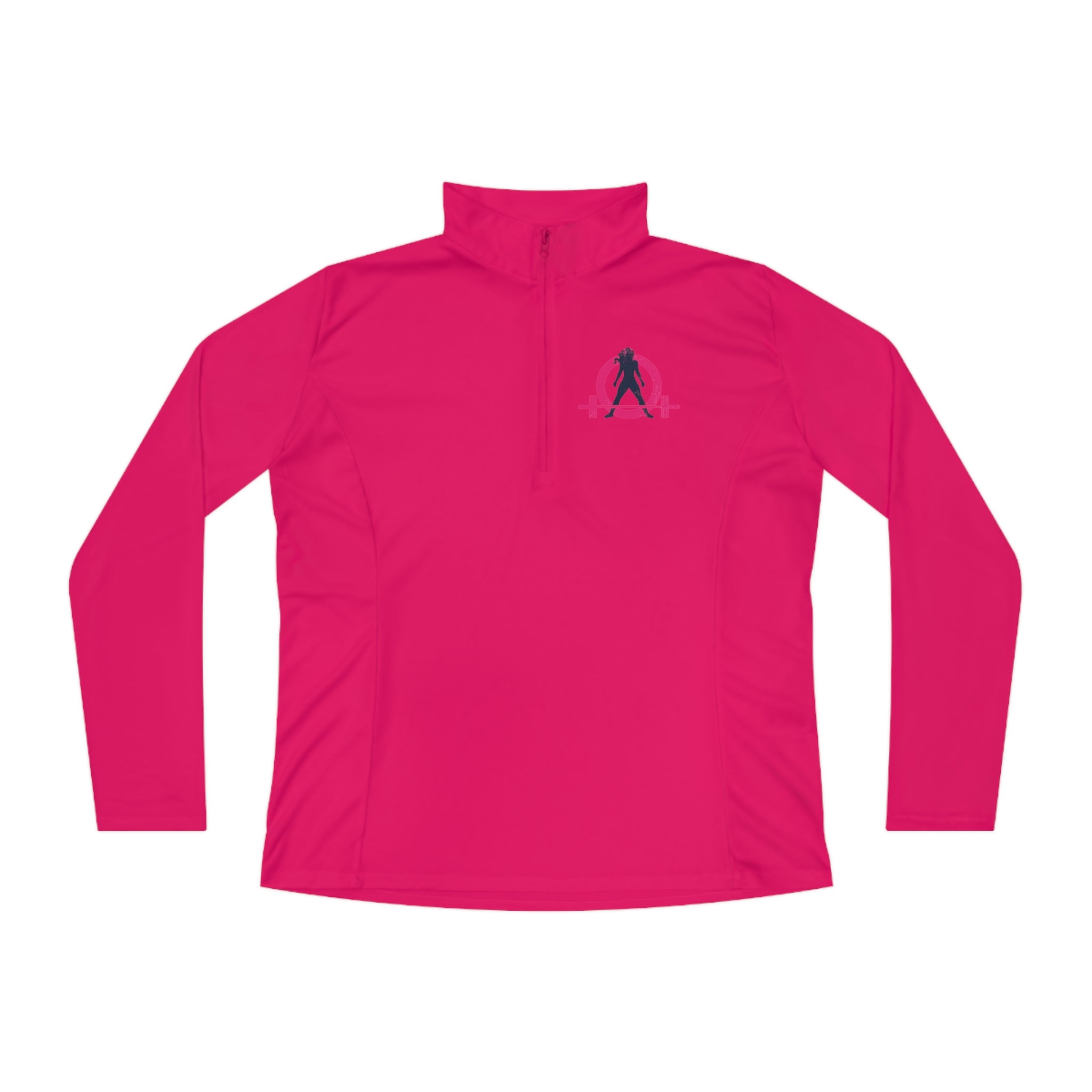 Ladies Quarter-Zip Pullover - White Distressed Logo