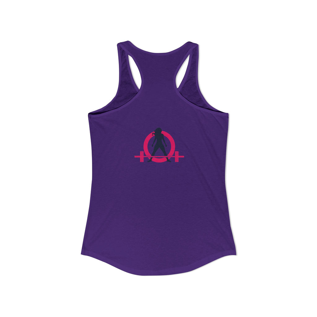 Strong Not Skinny - Color Distressed Logo - Women's Ideal Racerback Tank - Front & Back Print