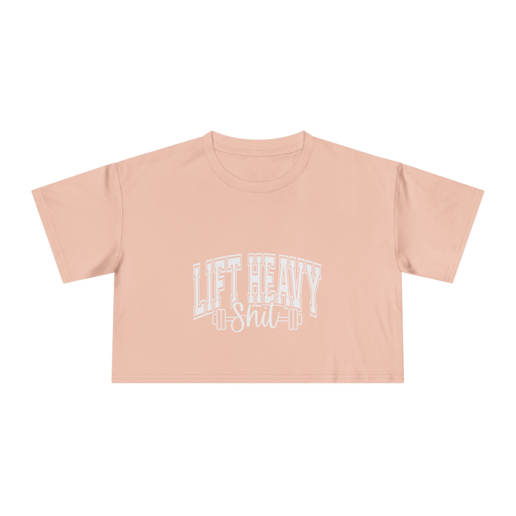 Lift Heavy Shit - Women's Crop Tee - White Front Logo