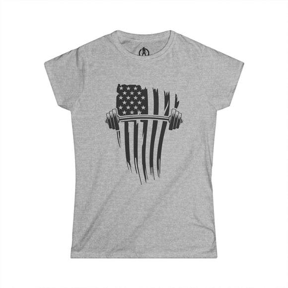 USA Barbell - Women's Softstyle Tee - Black Front Logo