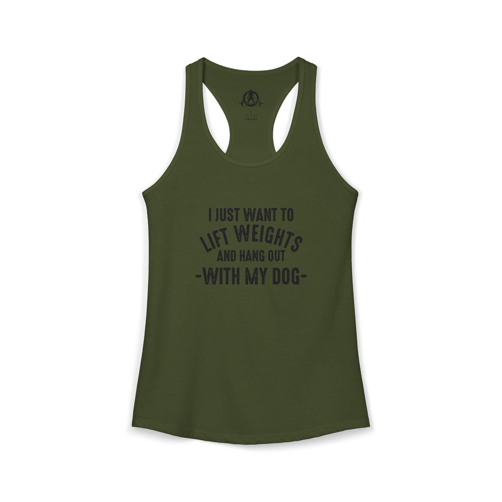 Lift Weights & Hang Out With My Dog  - Dark Logo - Women's Ideal Racerback Tank