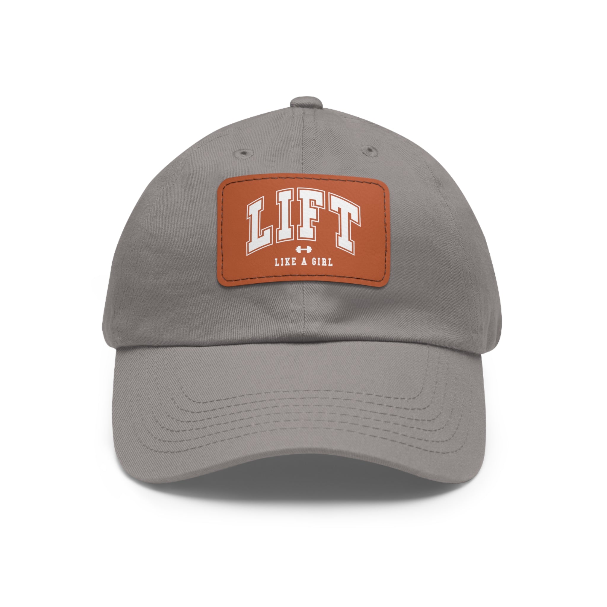 Lift Like A Girl - Dad Hat with Leather Patch (Rectangle) - White Font