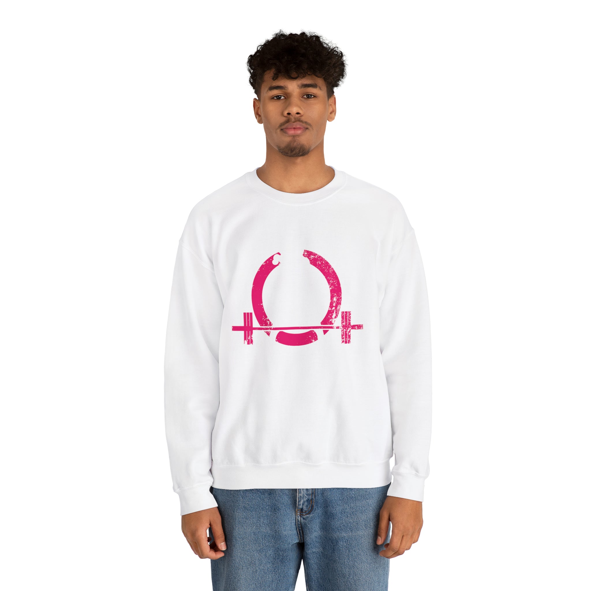 Distressed Logo - Unisex Heavy Blend™ Crewneck Sweatshirt - Inverted Color Logo